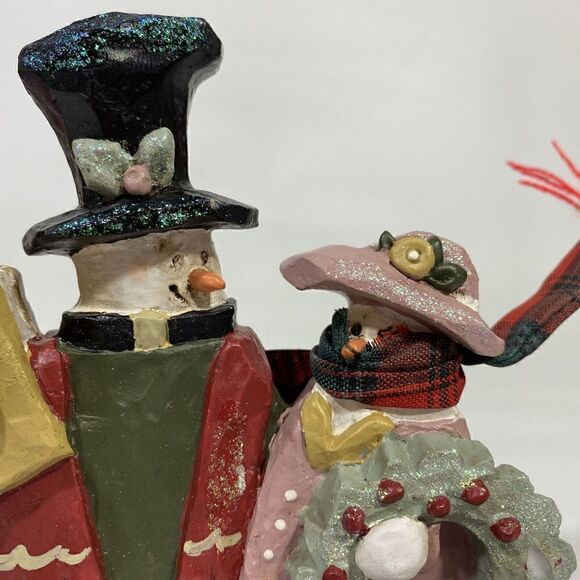 KURT ADLER SNOWFOLK Christmas Village SNOWTOWN SNOW PREACHER & WIFE SNOWMAN - Picture 3 of 5